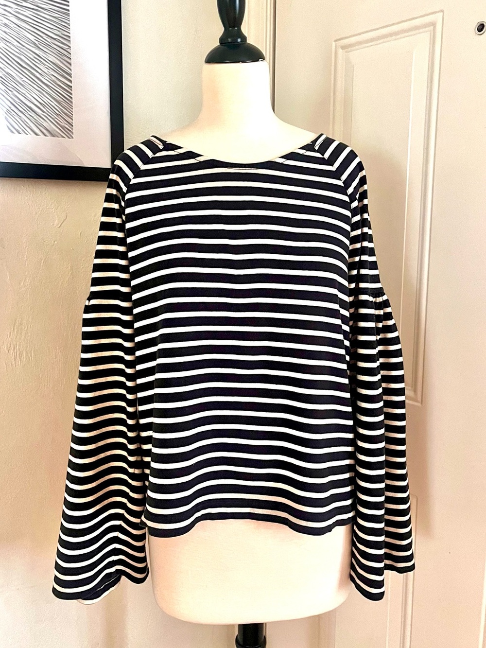 Madewell Black and Cream Striped Top